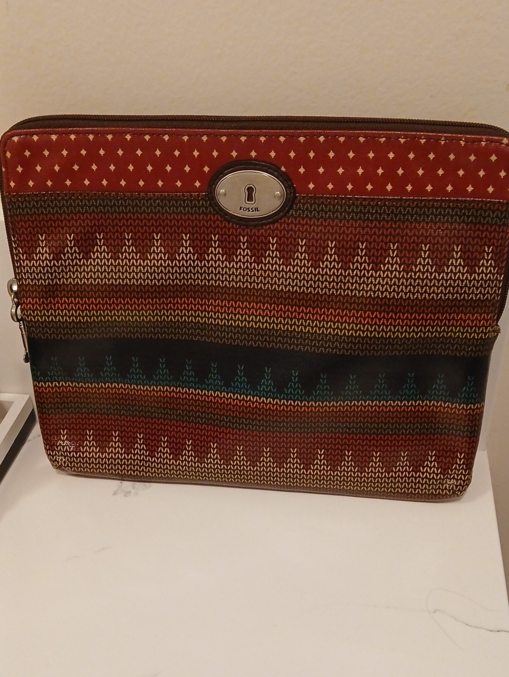 Fossil Red and Brown Patterned Tablet Folio